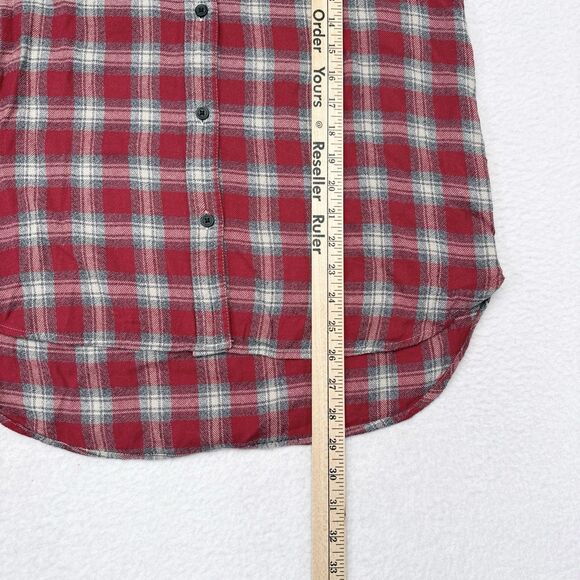 Madewell Flannel Shirt Women’s Size Small Red Plaid Button Front Top Long Sleeve - Picture 10 of 10
